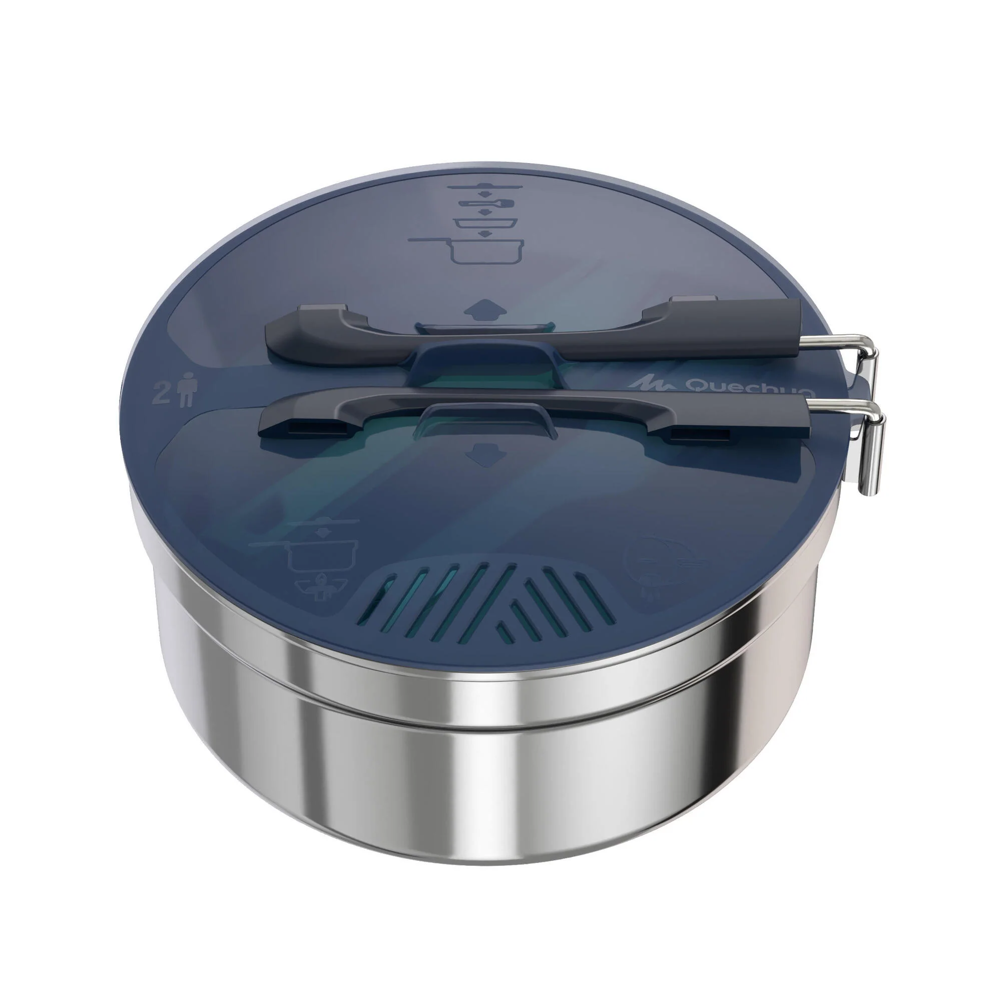 Quechua MH100 1.6 L Stainless Steel 2-Person Camping Cookset - Image 2