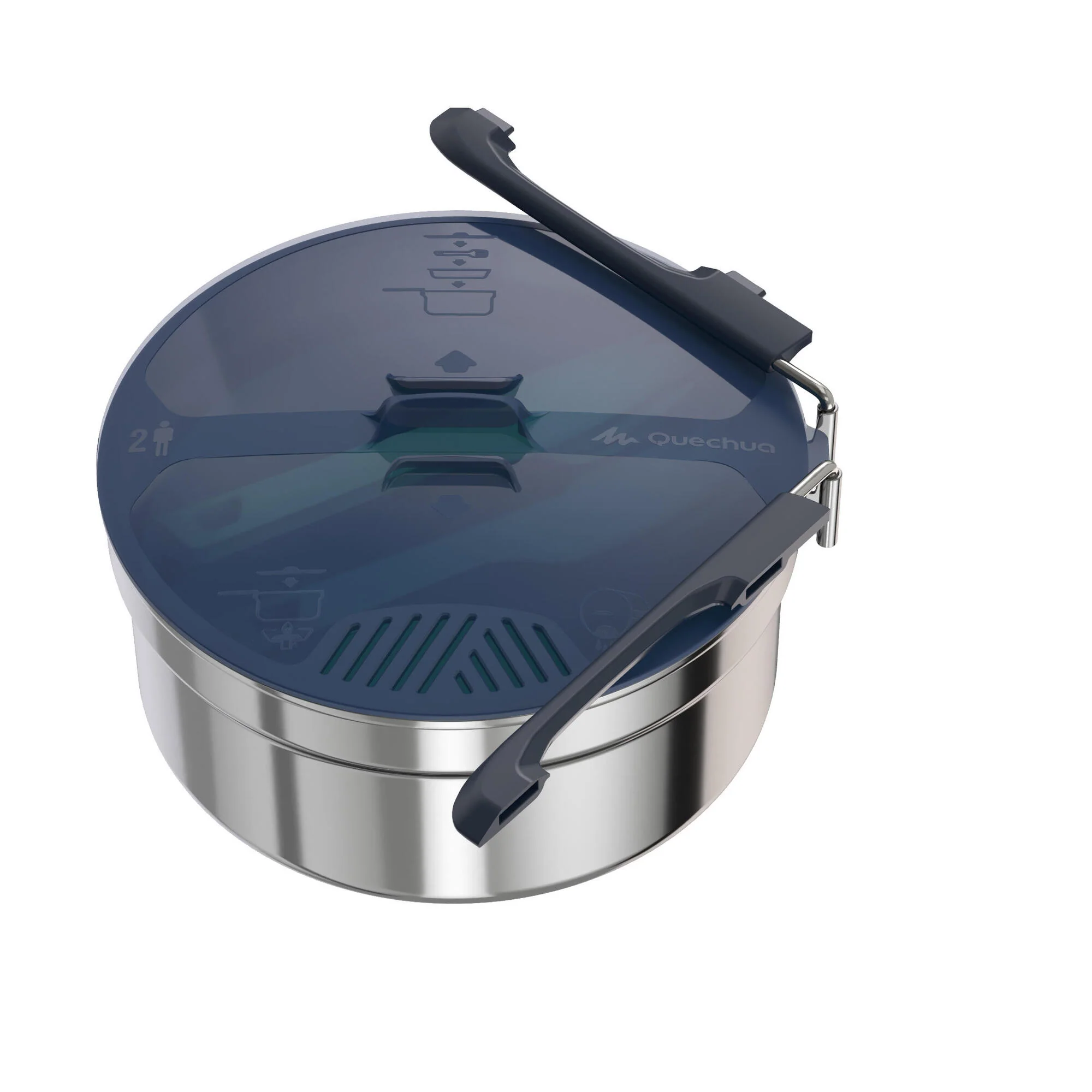 Quechua MH100 1.6 L Stainless Steel 2-Person Camping Cookset - Image 3