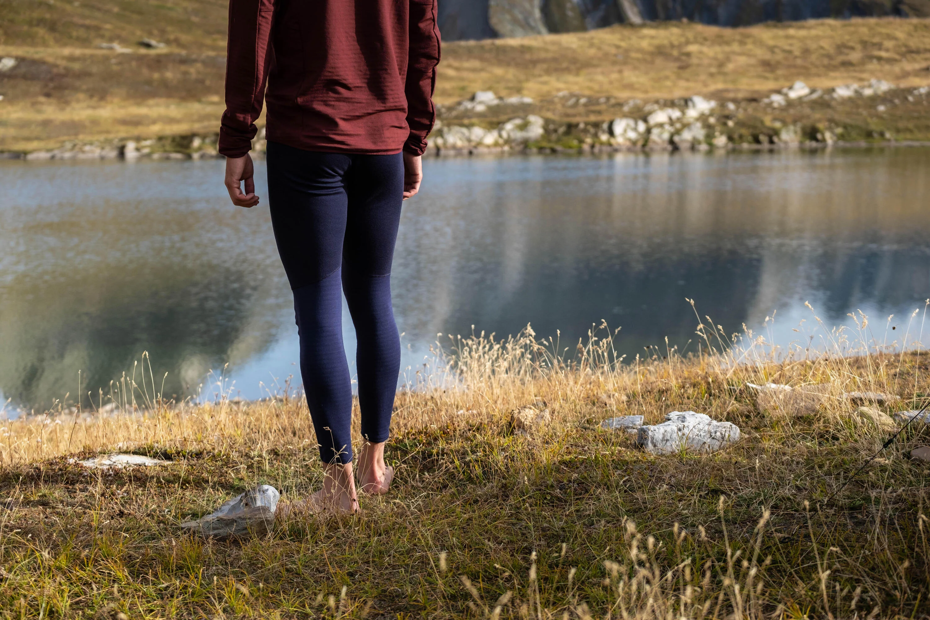 Forclaz Men's Mountain Backpacking Merino Wool Base Layer Tights Leggings - MT900 - Image 7