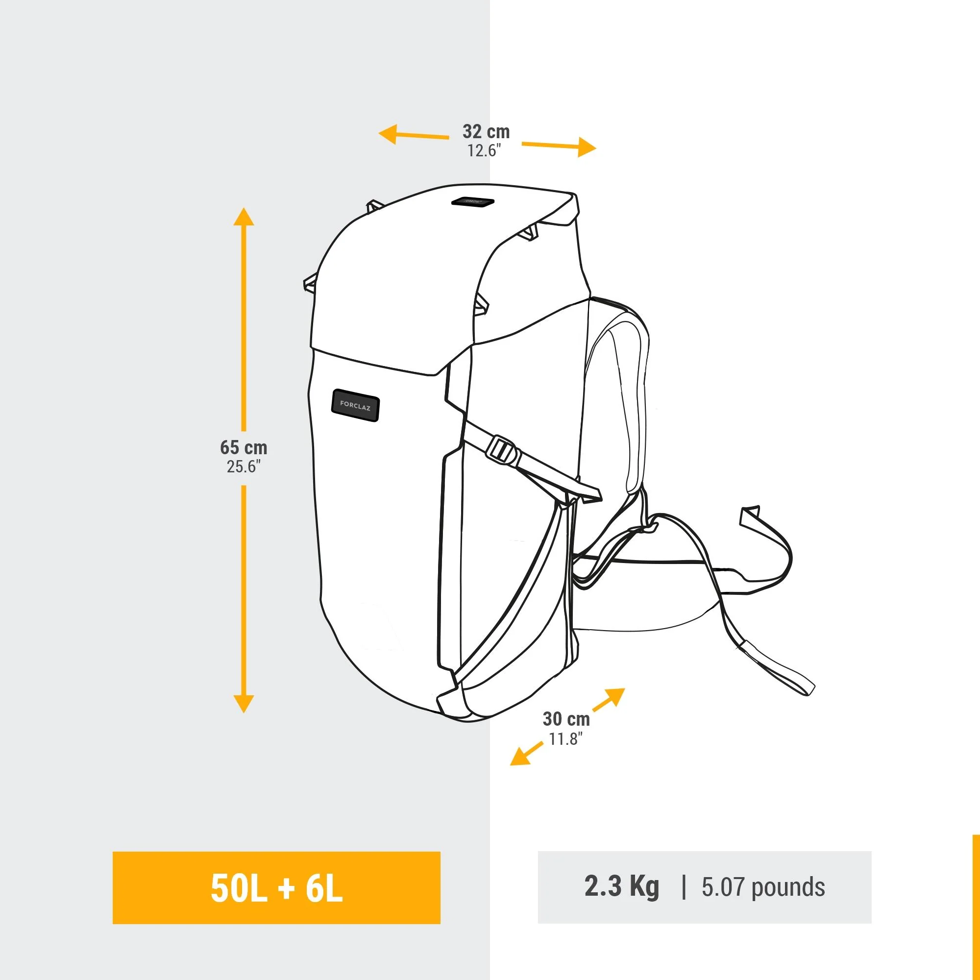 Forclaz Men's Travel 900 50+6 L Backpacking Pack - Image 7